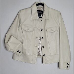 Terry Lewis Classic Luxuries Cream Leather Jacket
